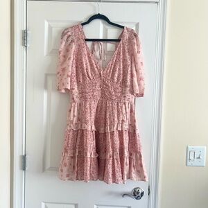 American Eagle Pink Floral Ruffle Dress